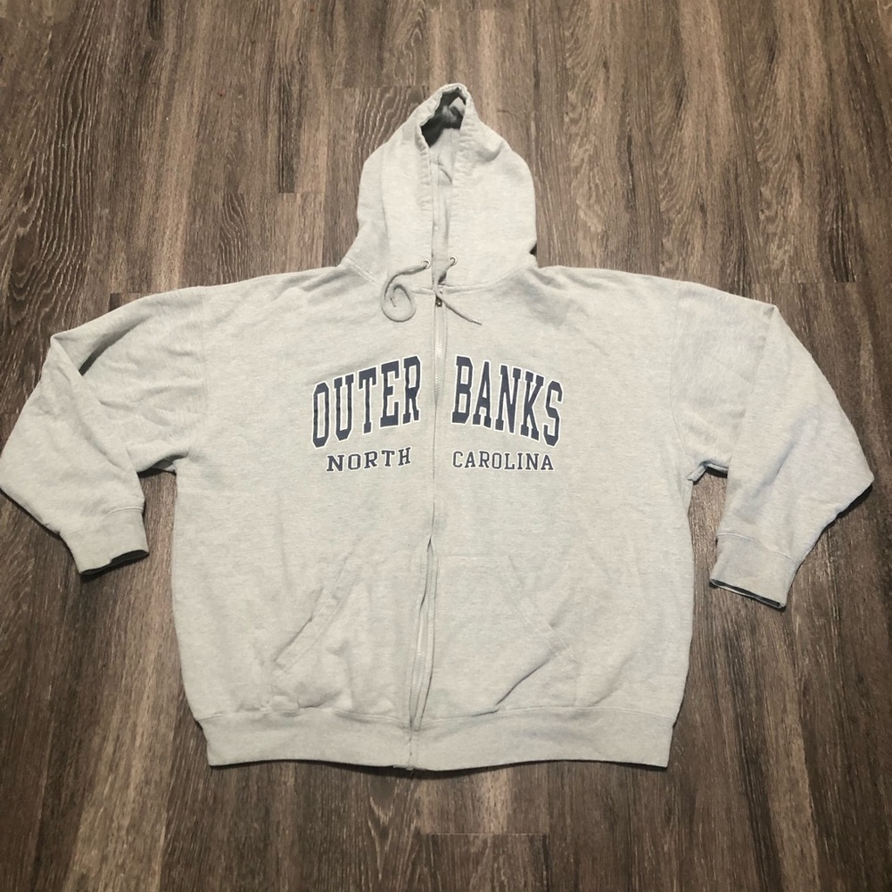 Pacific & Co. Outer Banks North Carolina Full Zip Hoodie Gray 2X-Large